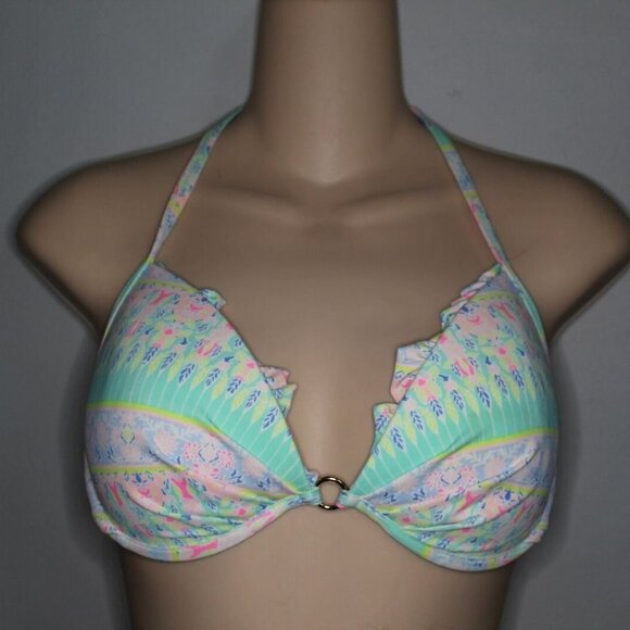Victoria's Secret Other - ✨2/$20 Victoria's Secret Ruffle Halter Tie Bikini Top White Pastel 36C H10583
